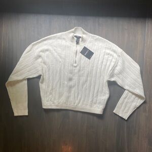 Forever 21 Women's White Ribbed Sweater